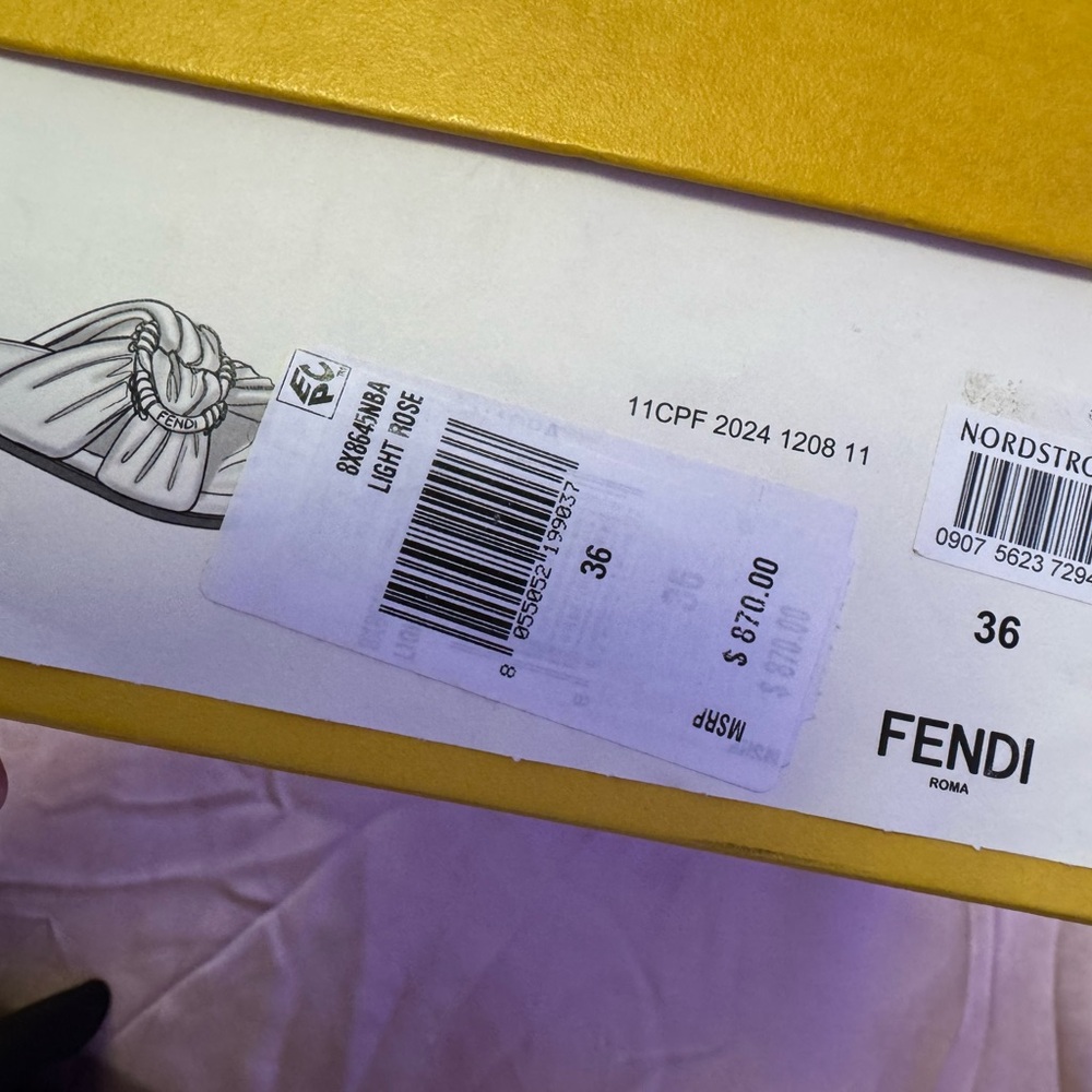Fendi Blush Pink Knotted Slide Sandals with Gold Accent - Picture 2 of 9